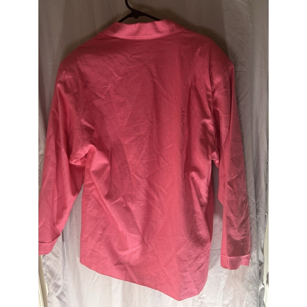 Adolfo International Womens M Pink Linen Blend Blazer 1 Button Lined Jacket - Picture 2 of 6